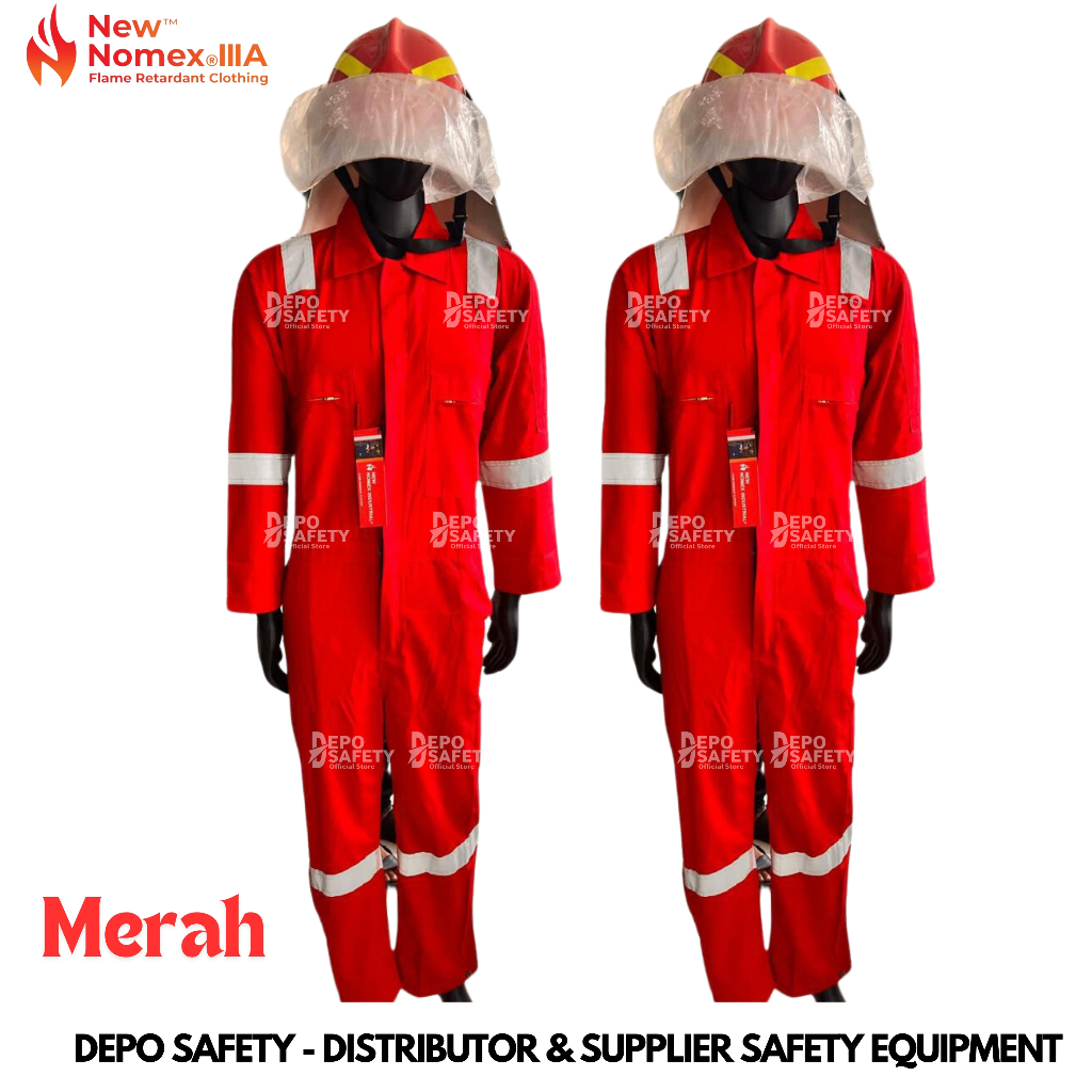 MERAH NOMEX IIIA RED FIREPROOF CONTINUOUS - COVERALL NOMEX 3A | Shopee ...