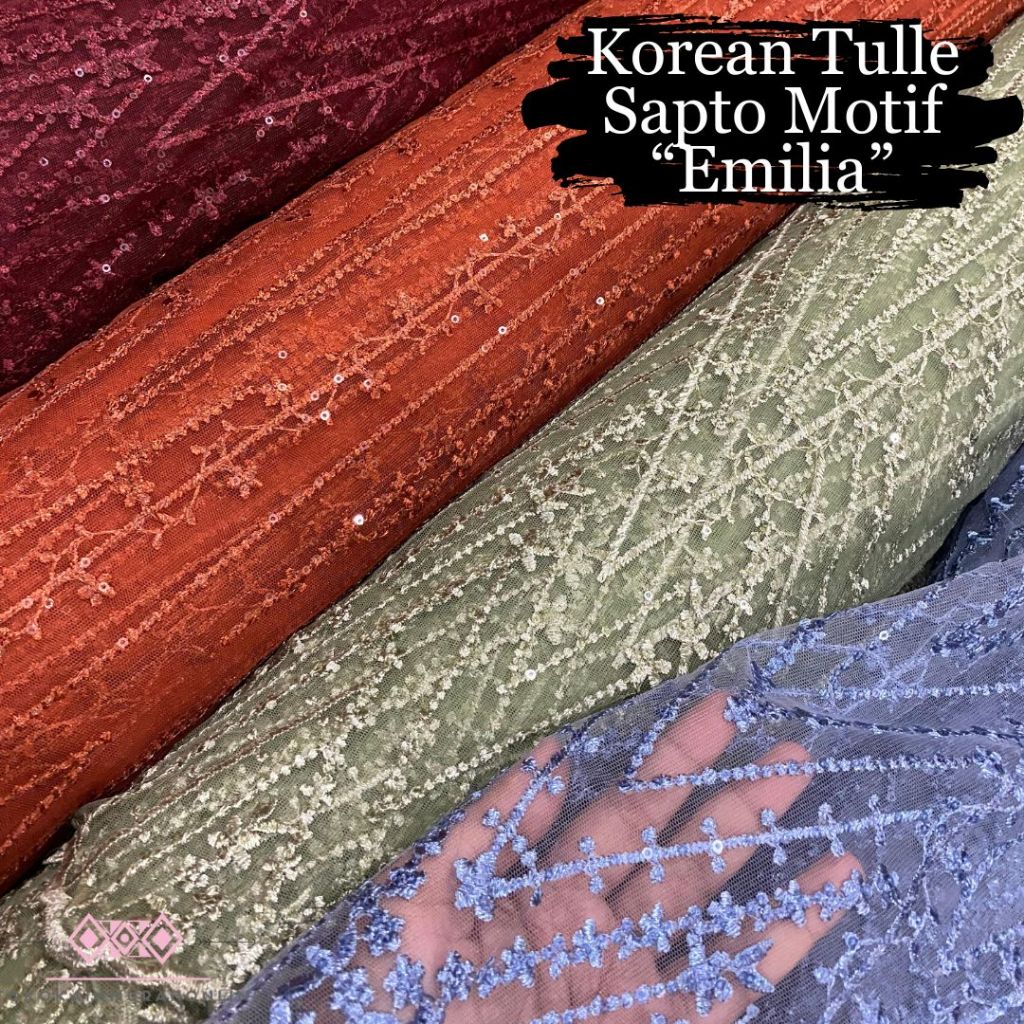 New 2024 Emilia Motif Brocade Kebaya Tille Fabric Luxurious Meter Tulle ...