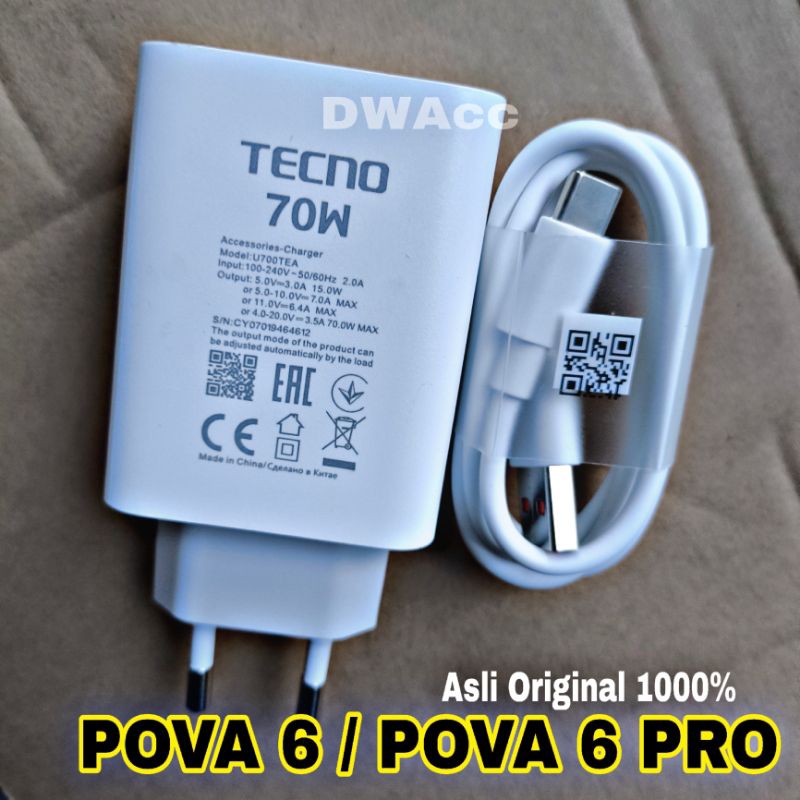 Charger TECNO 70W Ori POVA PRO, POVA Original Ultra Charger