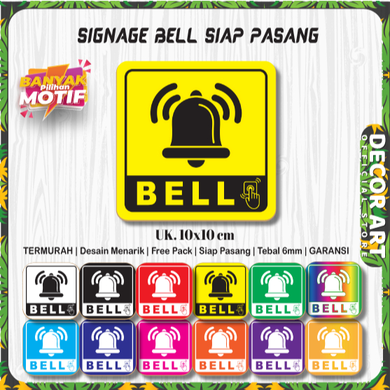HIASAN DINDING Decorart 10x10 Cm - Ready to Install BELL Signage Wall ...