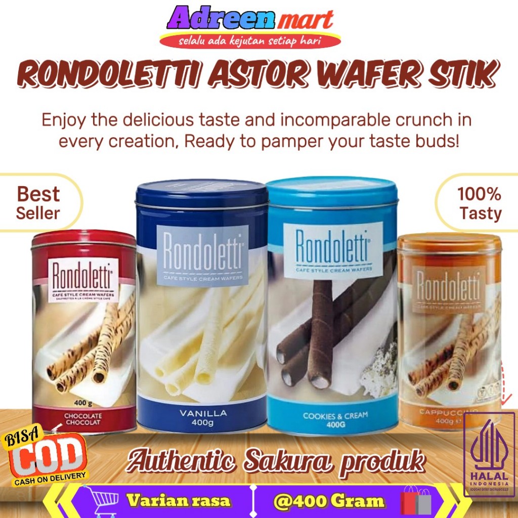 Rondoletti ASTOR WAFER STICK CAN FLAVOR VARIANT- 400 grams | Shopee ...
