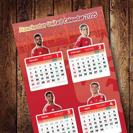 Manchester United Football Calendar 2025 - 4 months | Shopee Malaysia