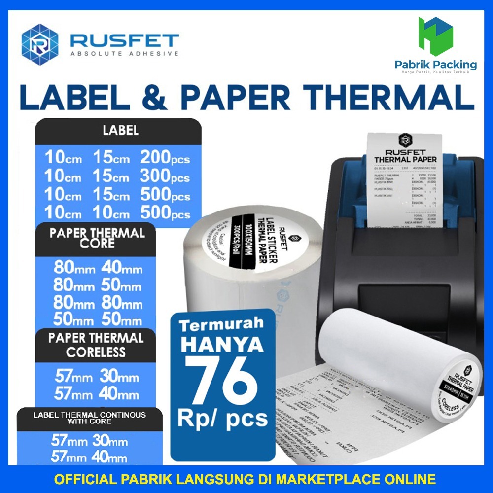 Thermal Label Receipt Label Paper Thermal Label A6 Barcode Rusfet ...