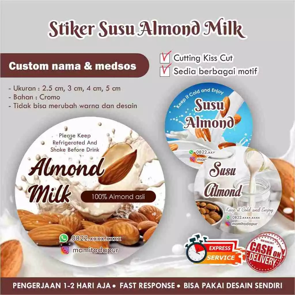 Almond Milk Stickers / Round Cromo Almond Milk / Food and drink ...