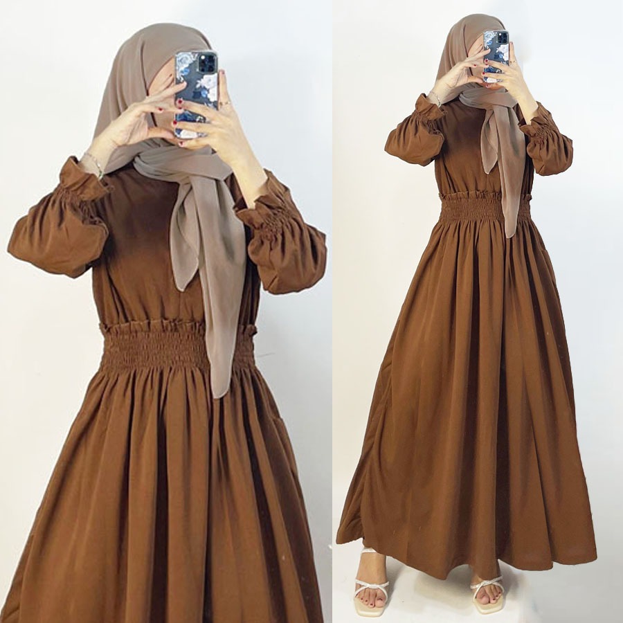GAMIS RAYA LEIA RUBBER WAIST MAXY DRESS BUSUI WOMEN GL FASHION | Shopee ...