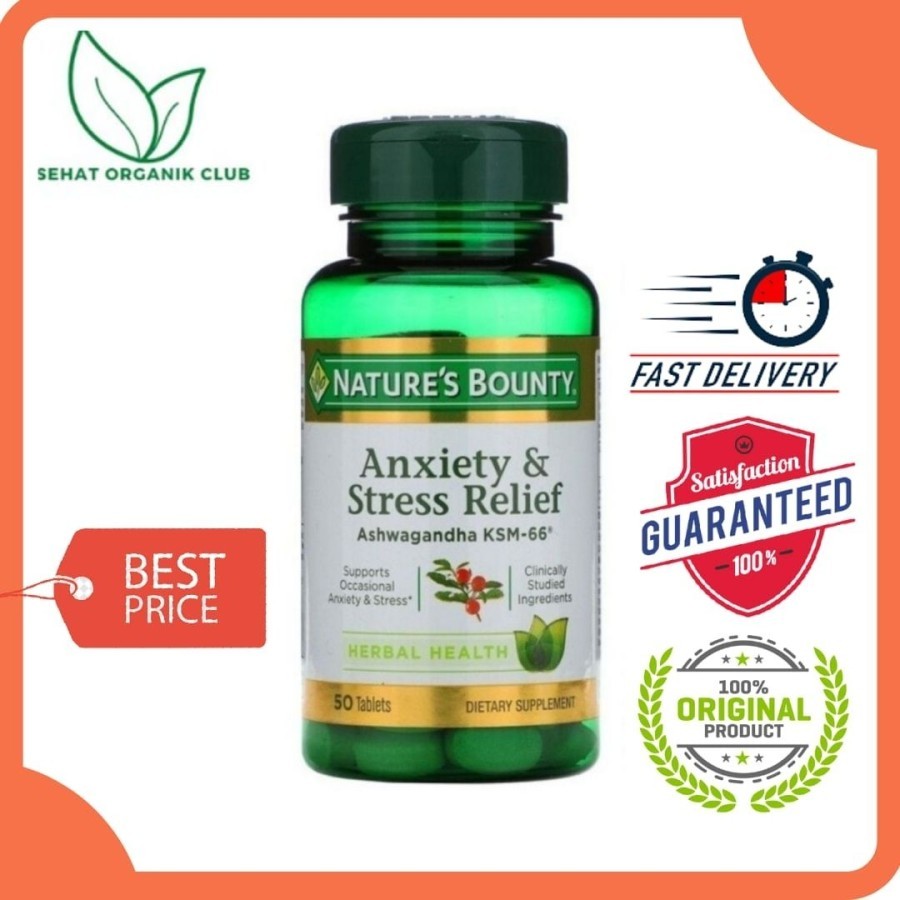 Nature s Bounty Anxiety Stress Relief Ashwagandha KSM 66 50 Tabs