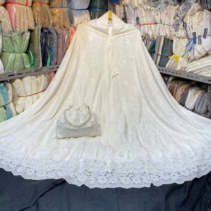 Elzaya - Luxury Prayer Robe 2-in-1 Telekung rayon LinenPOLO with White ...