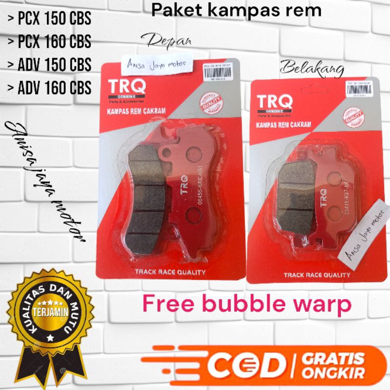 TRQ front + rear brake lining package PCX 150 CBS PCX 160 CBS ADV 150 ...