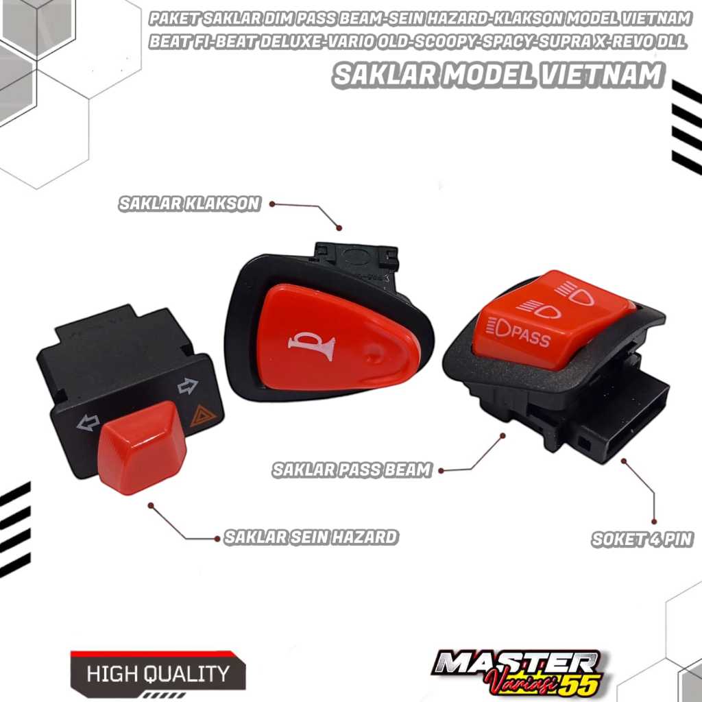 Dim PASS BEAM Switch Package Switch SEN HAZARD Horn Switch HONDA ...
