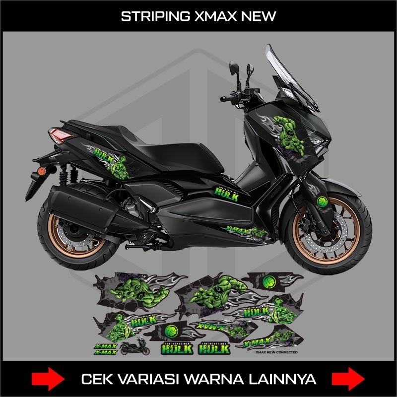 Xmax New 2023 Striping Sticker HULK Motif / New Yamaha X-max Motorcycle ...