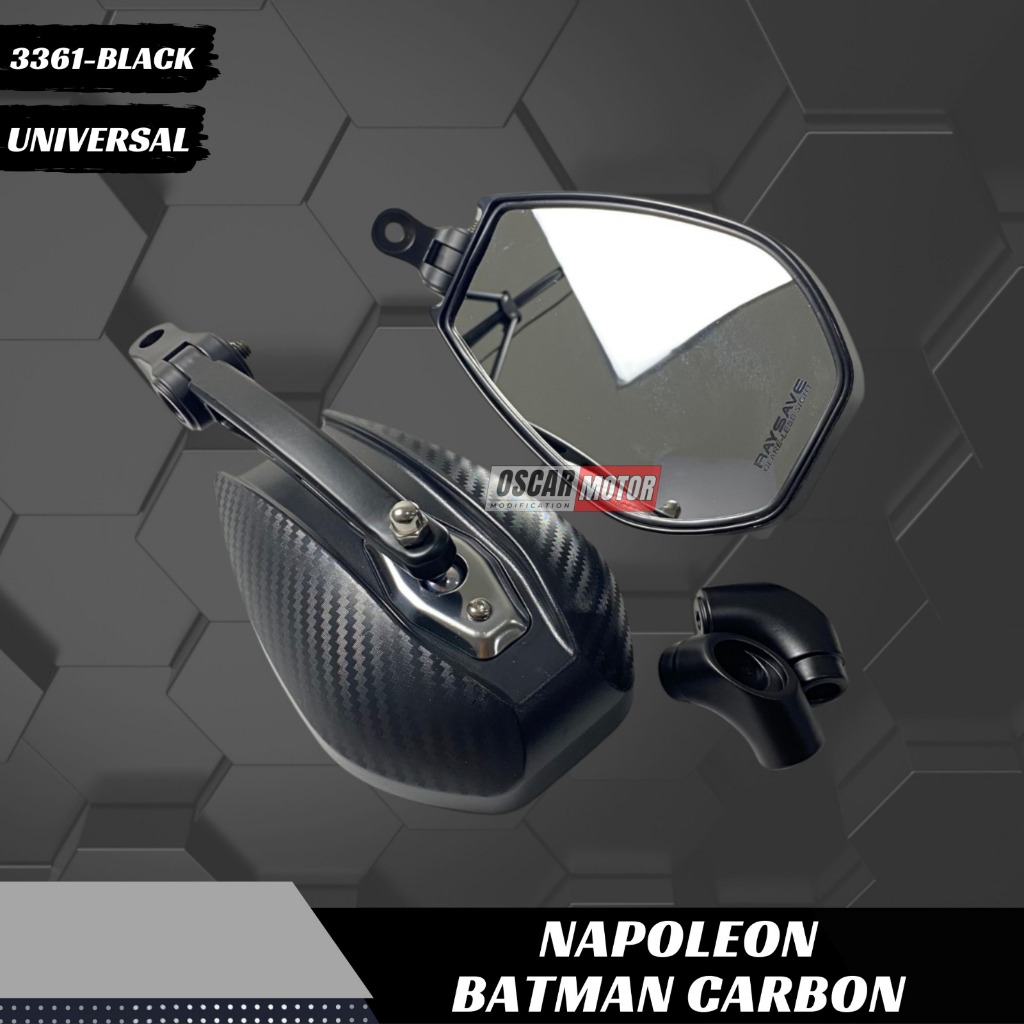 Napoleon Jumbo Batman Style Carbon Universal Rear Mirror CNC Full CnC ...
