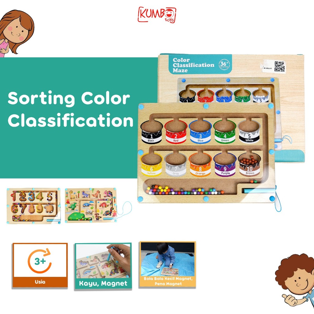 Educational Toys for Children Sorting Color Classification Maze Magnet ...