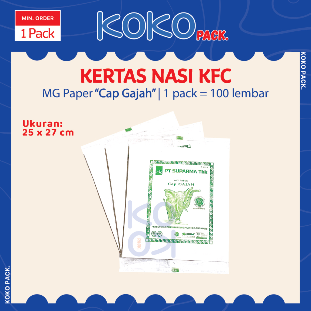 (100 pcs) KFC MG Paper Elephant Brand Rice Paper, size 25x27 cm ...