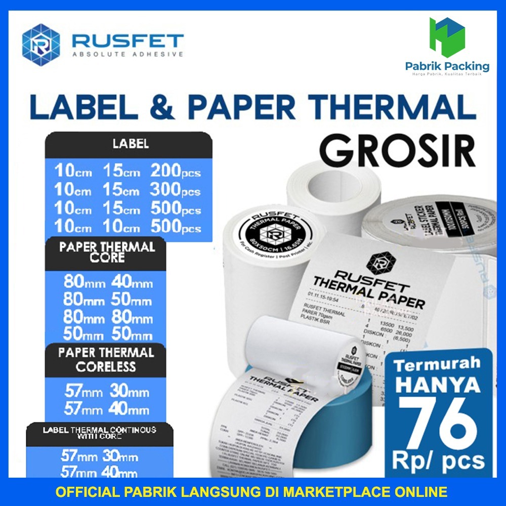 Thermal Paper Label Sticker Thermal Label Barcode Sticker Rusfet A6 ...