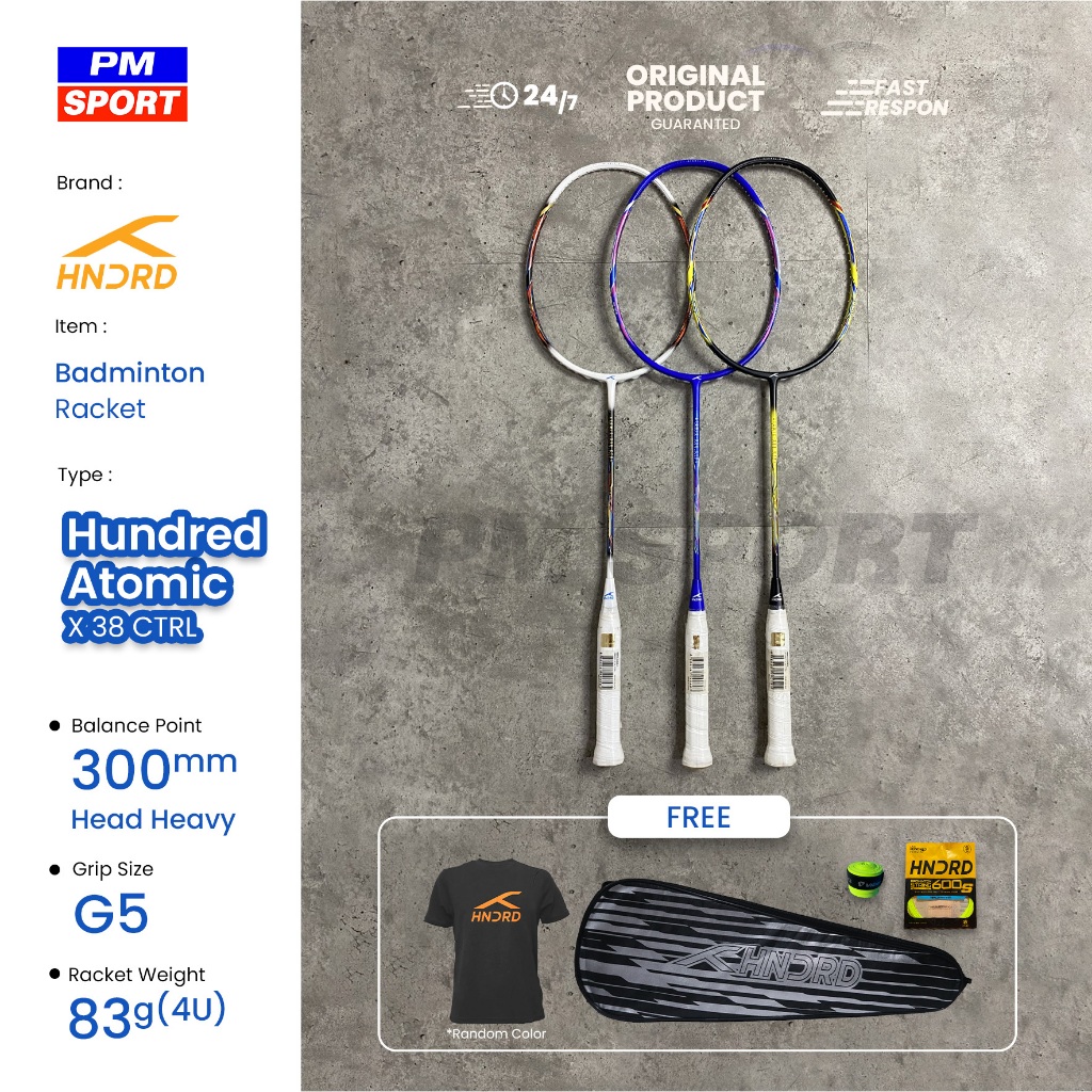 Original HUNDRED ATOMIC X 38 CTRL BADMINTON / BADMINTON RACKET | Shopee ...
