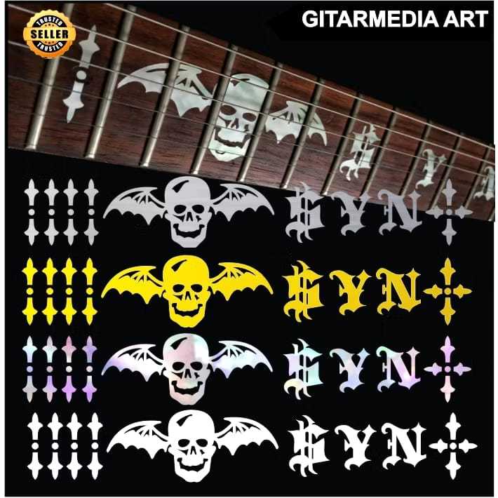 STICKER INLAY GUITAR SCHECTER SYNYSTER GATES DEAD BAT INLAY A7X AVANGED ...