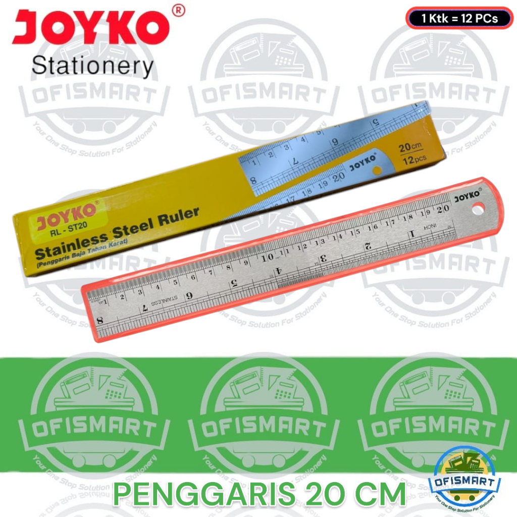 Joyko Stainless Steel Iron Ruler 20 Cm | @1Ktk=12 Pcs | Shopee Malaysia