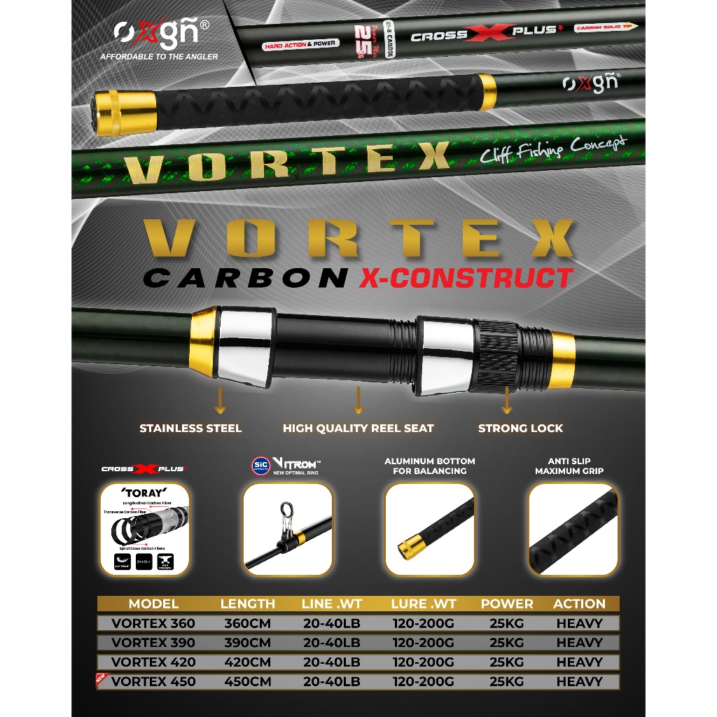 OXGN VORTEX SURF FISHING ROD 360 390 420 | 20-40 lb | 360 CM, 390 CM ...