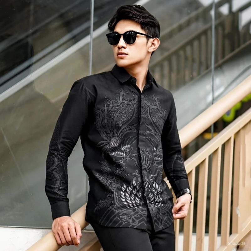 Lu's Chic Men's Vintage Printed Shirt – Long Sleeve, Button Up, Casual Summer Style