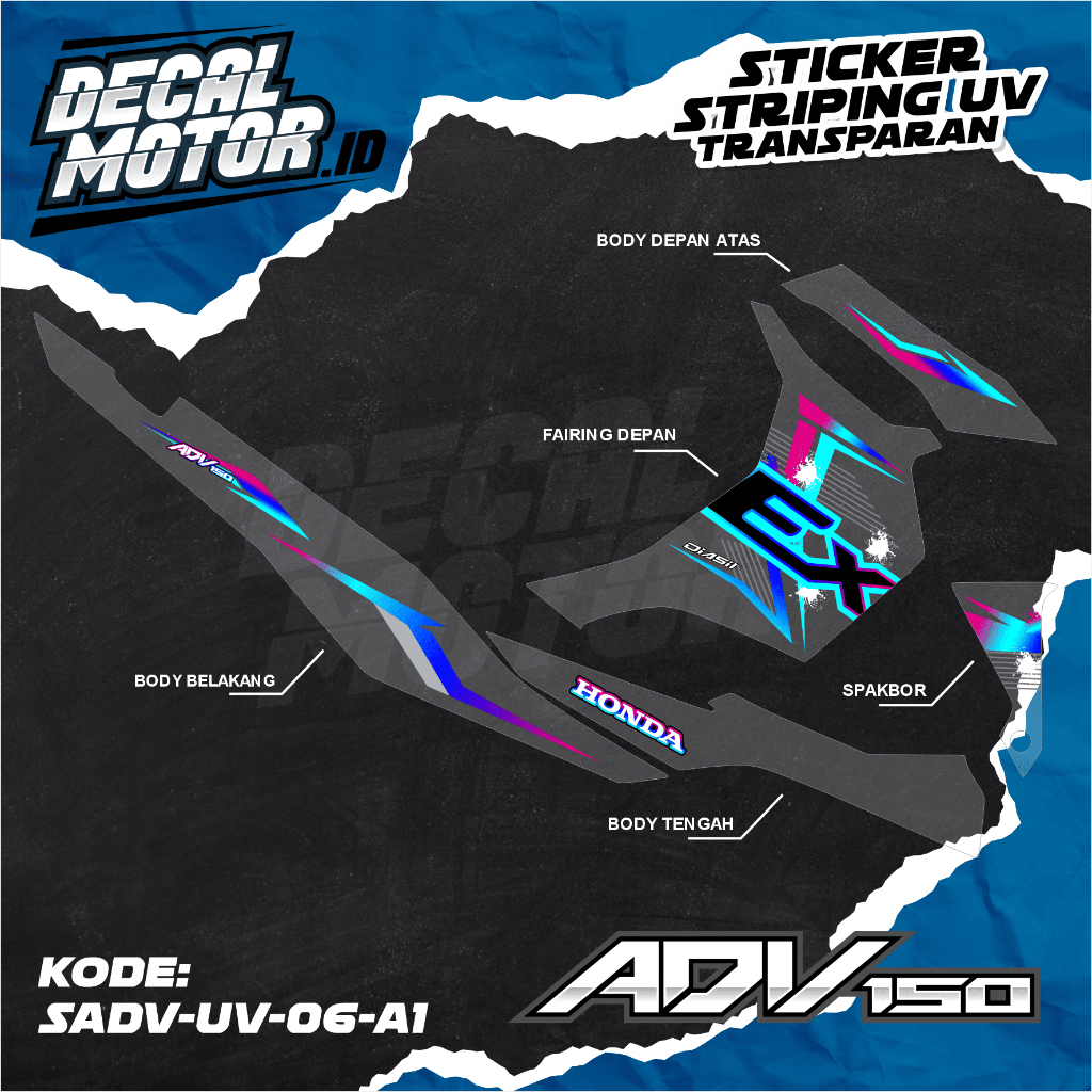 ADV 150 Motorcycle Body Accessory Sticker Striping Rainbow Variation ...