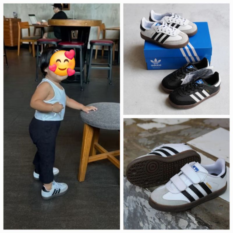 Samba baby kids white black Small Size Shoes | Shopee Malaysia