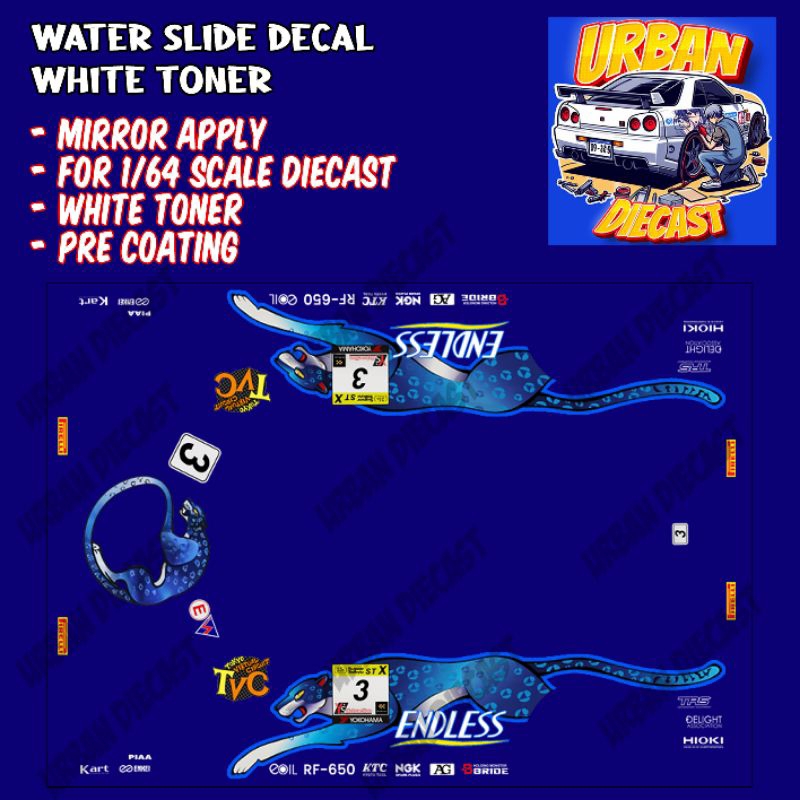 Hot wheels decal endless blue panther racing livery [white toner ...