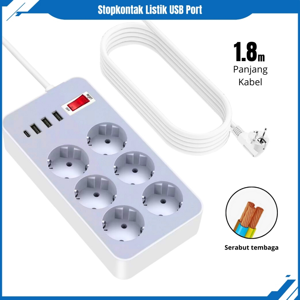 6 Hole Electrical Socket USB Port Electrical Plug Multi-Purpose Travel ...
