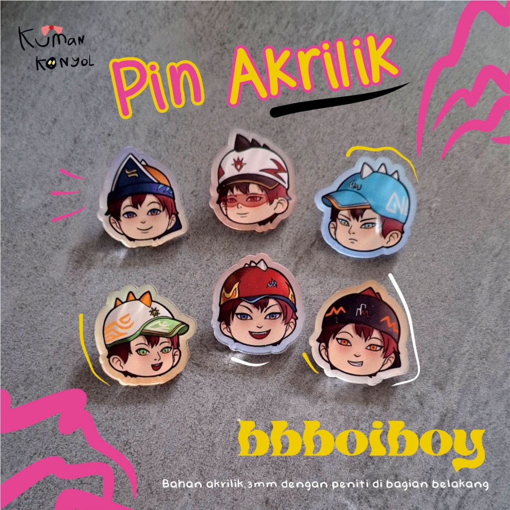 Bbboiboy ACRYLIC PIN ️ BBB ️ GLETSER ️ SORI ️ FROSTFIRE ️ GENTAR ...