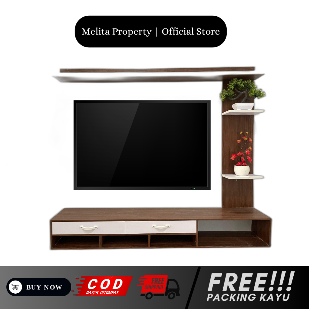 Modern Aesthetic Wall Mounted Backdrop Set TV Rack | Shopee Malaysia