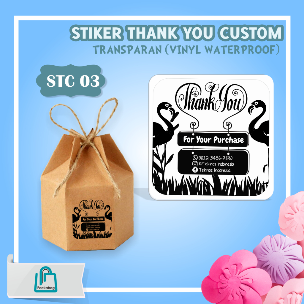 [160 Pcs] THANK YOU CUSTOM STICKER - 1 PACK TRANSPARENT VINYL MATERIAL ...