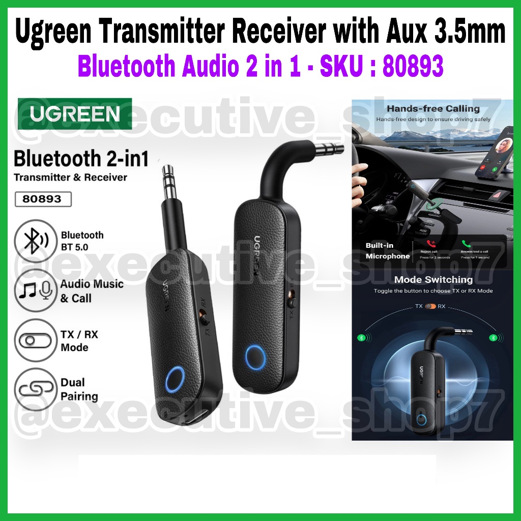 Ugreen Transmitter Receiver with Aux 3.5mm - Bluetooth Audio 2in1 - SKU ...