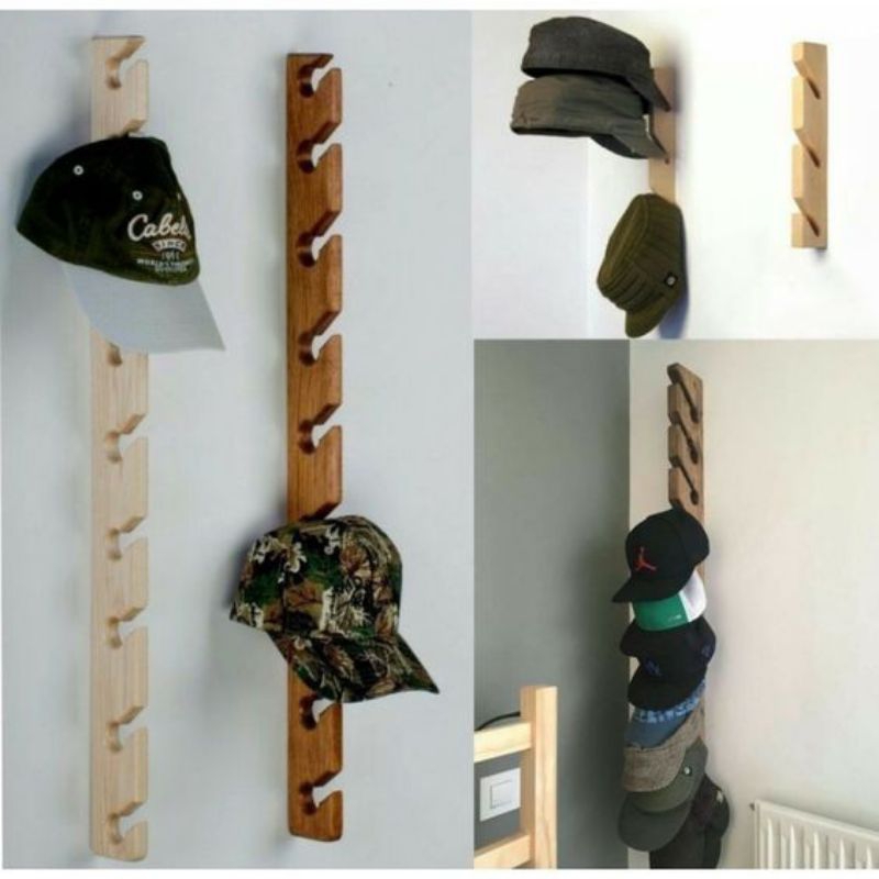 GANTUNGAN 1-Tier Wall-Mounted Hat Rack with Many Holes, Multi-Purpose ...