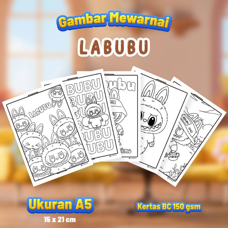 Labubu Coloring Picture Contains 20 Thick BC Paper Sheets | Shopee Malaysia