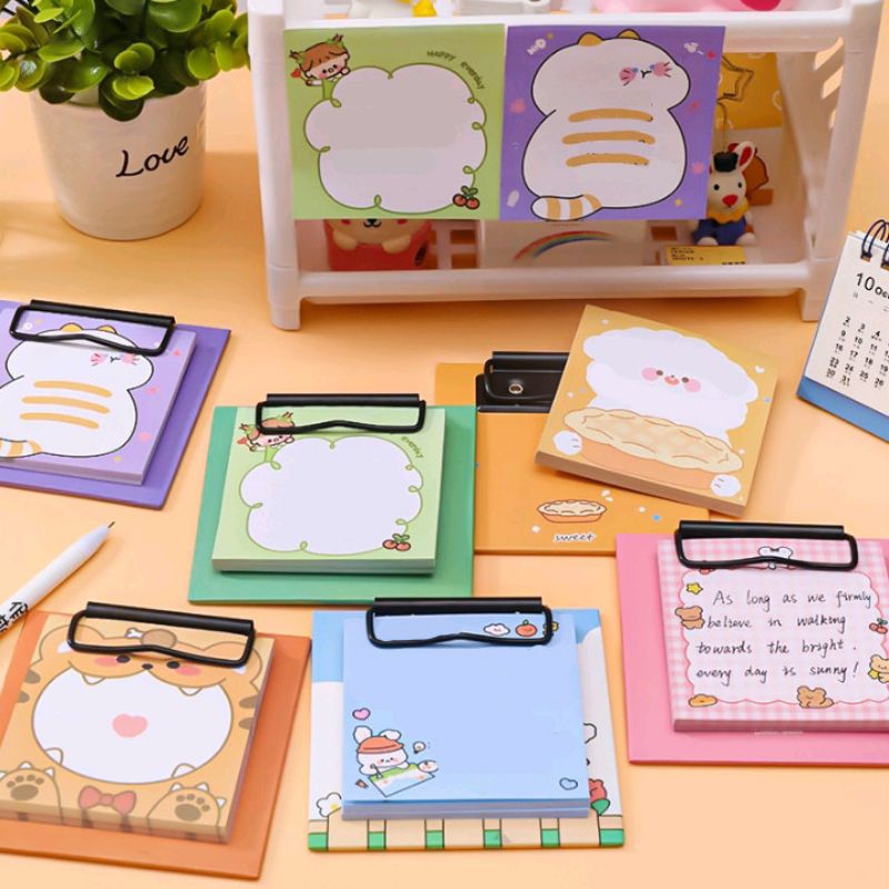 Cute Character Memo Pad / Note Clip Board Creative Sticky Notes Free ...