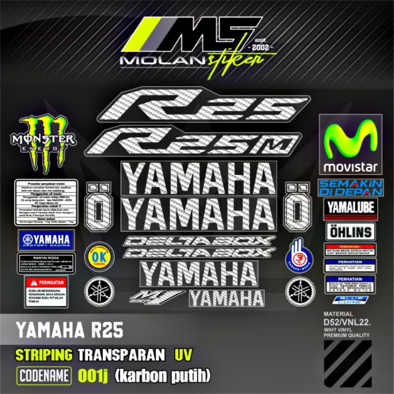 Sticker Striping Variations Transparent Uv Yzf R25 R25M R25 V1 R25 Old ...
