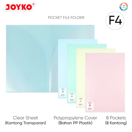 Joyko Pocket File Folder Pocket File Folder | PFF-9F4 Pastel Color ...