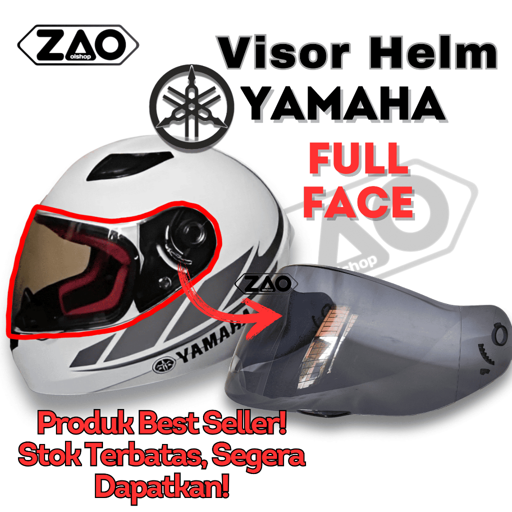 Yamaha Full Face Flat visor Helmet Glass Shopee Malaysia