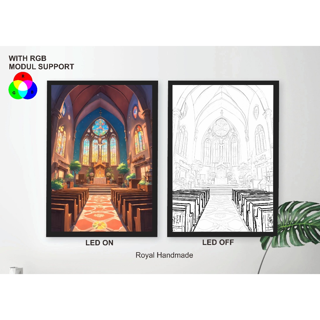 Can CUSTOM Church With Stained Glass Window And Cross Light painting ...