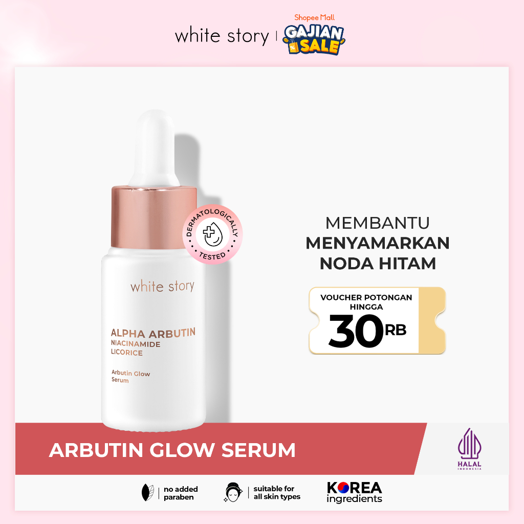 HITAM White Story Arbutin Glow Serum Facial Brightening Serum to