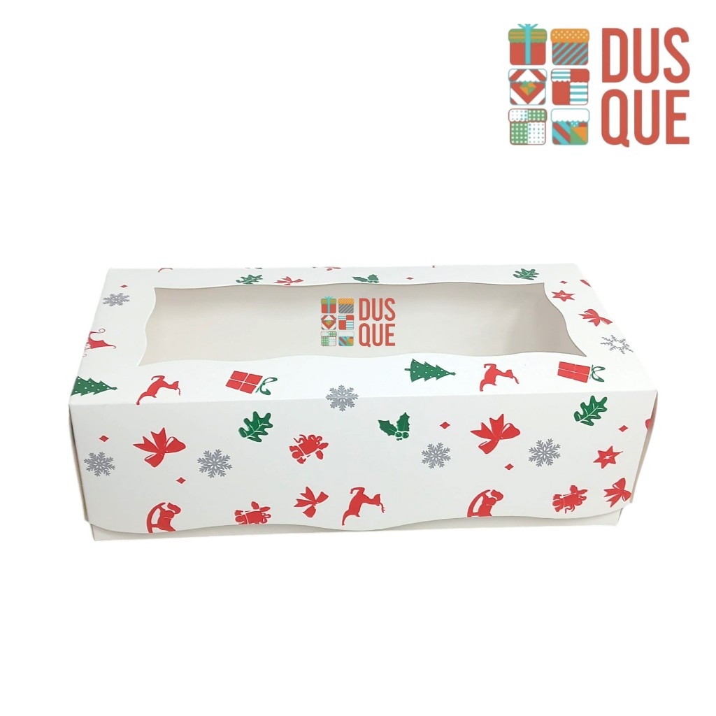 PUTIH Christmas Ivory Cake Box Box 12x25x8cm White Christmas Premium ...