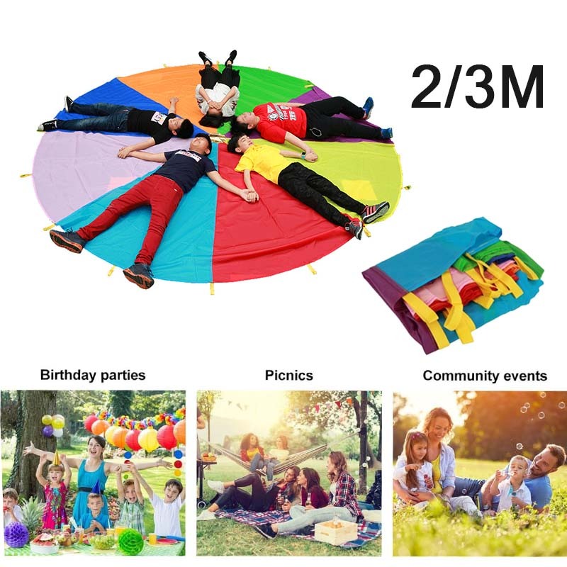 Parachute Jeu Enfants 6 Mètres Multicolore - Tissu Oxford, Poignées, Pour école, Parc, Fête