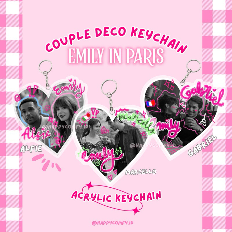 GANTUNGAN Acrylic keychain deco couple Emily in paris series fanmade ...