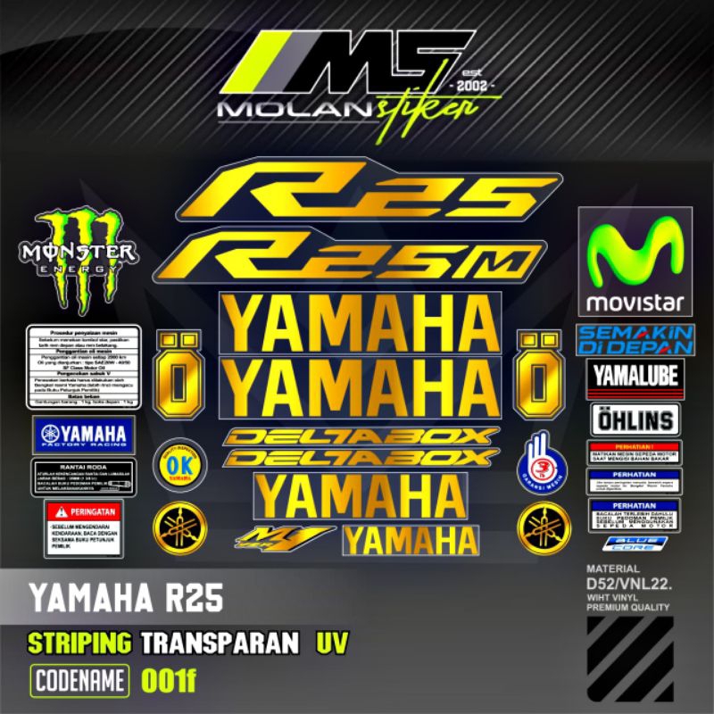 Sticker Striping Variation Transparent Uv Yzf R25 R25M R25 V1 R25 Old ...