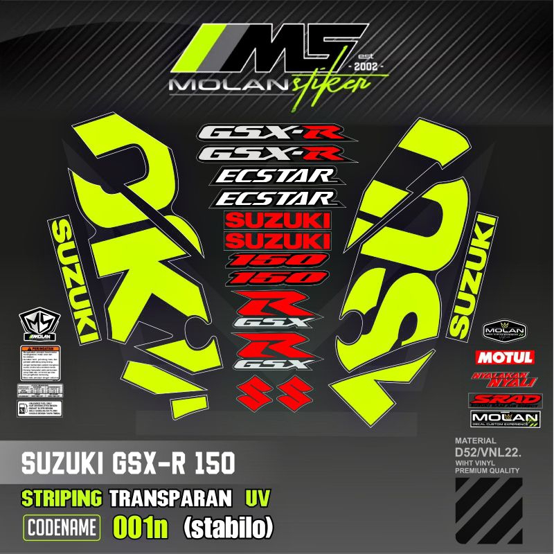 HIJAU Decal Sticker Striping Variation Transparent Uv Suzuki GSX R 150 ...