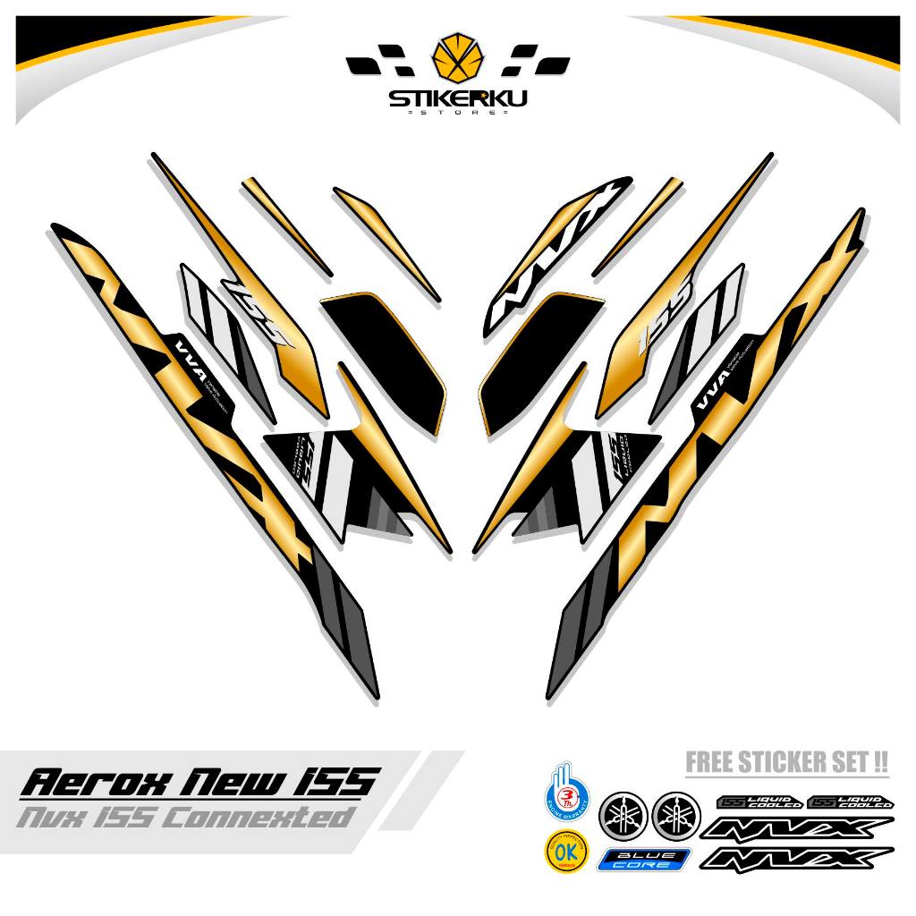 NEW AEROX 155 STICKER MTF 4/ AEROX CONNECTED STRIPING/ CONECTED STICKER ...