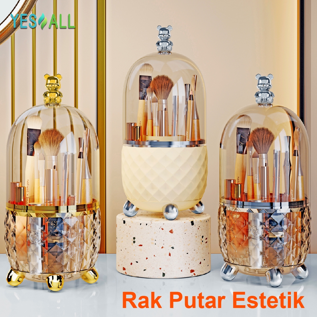 Yesall Transparent Crystal Cosmetic Makeup Rack Aesthetic 360 Degree ...