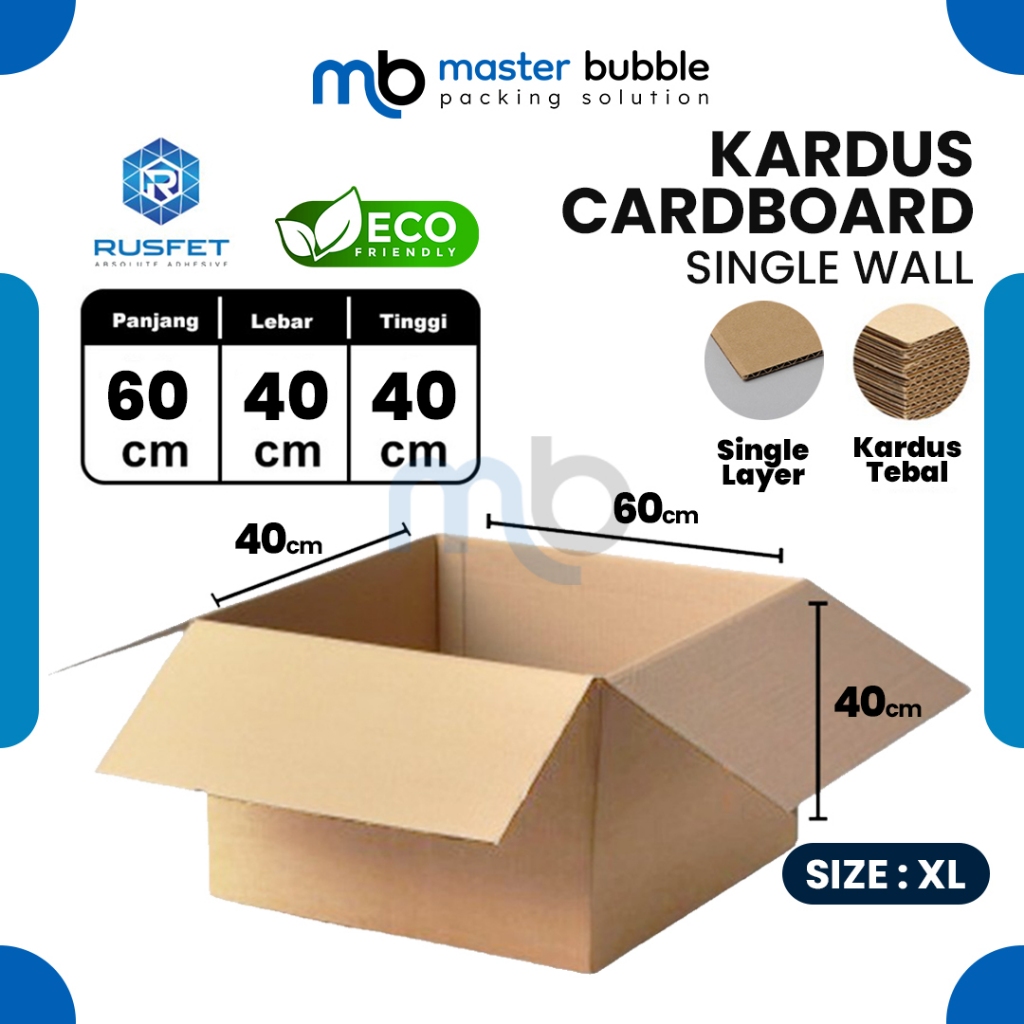 Cardboard Packing Box 60 X 40 X 40 cm RUSFET Cardboard Box Single Layer ...