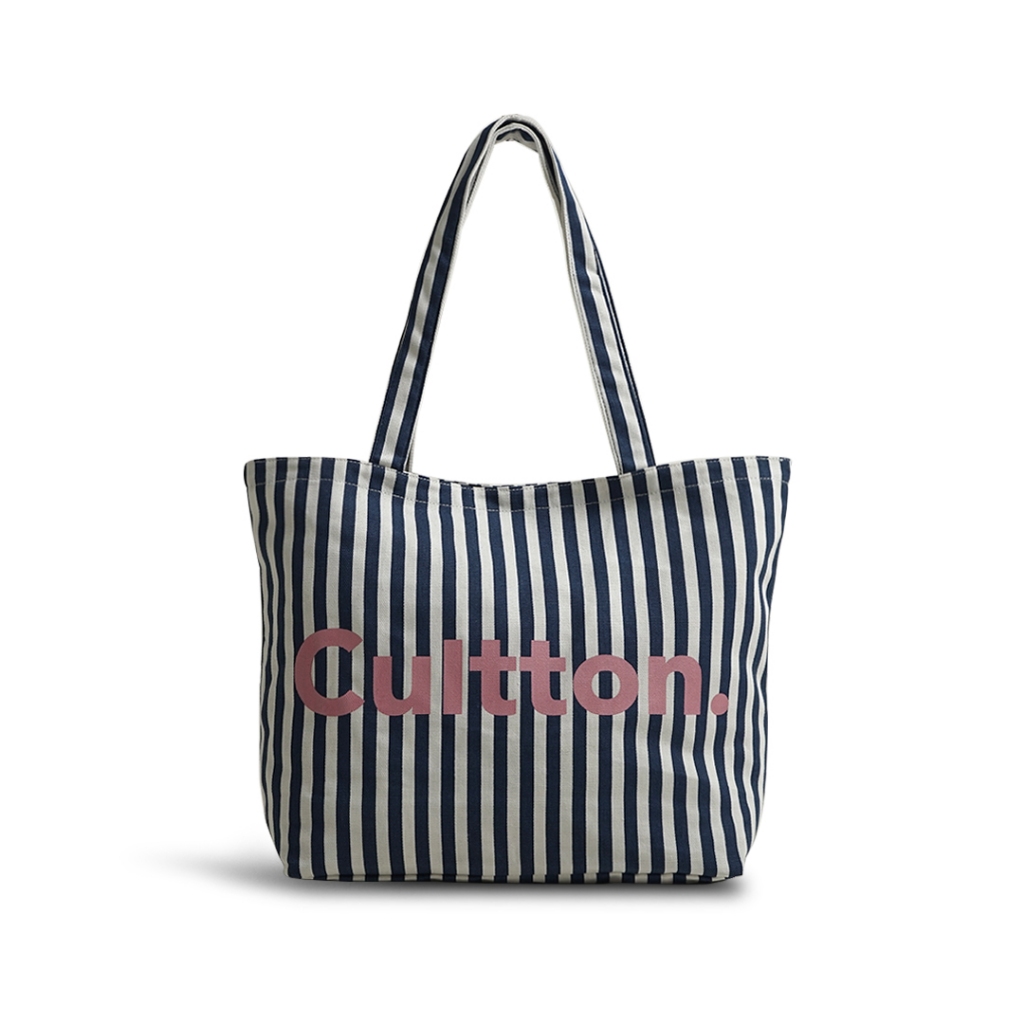 Cultton Canvas Totebag C Logo Pink in Blue Strip | Shopee Malaysia