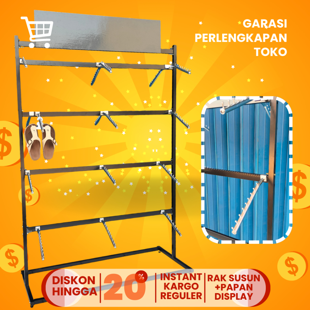 Bitbang Iron Goal Stacking Clothes Rack Shoe Rack Hijab Rack Stacking ...
