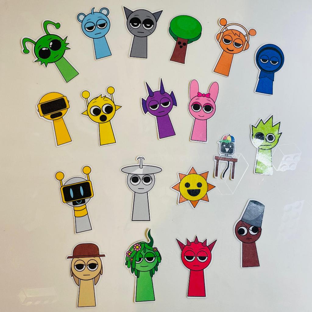 19 pcs Sprunki stickers have been laminated and cut. Just stick it on ...